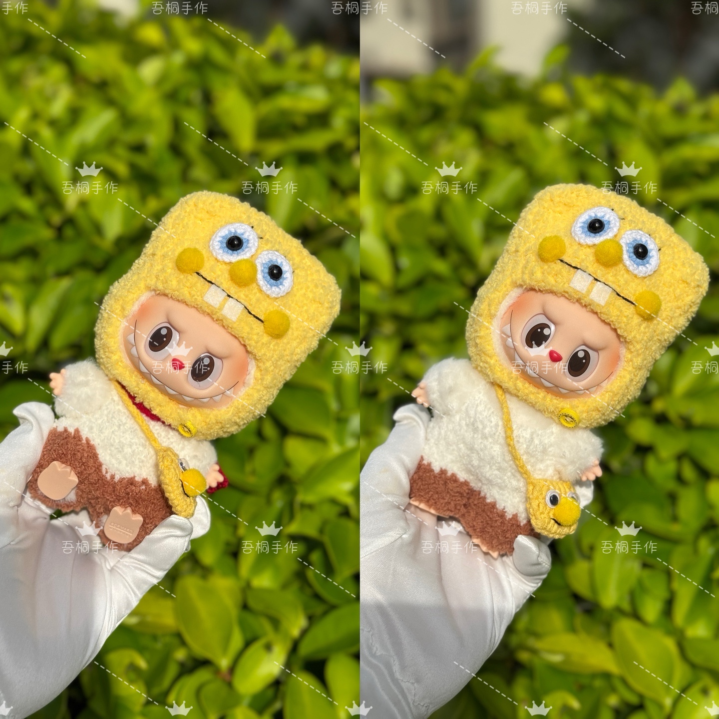 泡泡玛特拉布布labubu拉布布公仔着替一二代娃衣坐姿衣服海绵宝宝