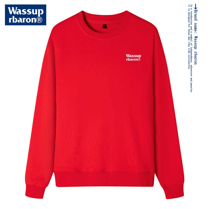 브랜드 선택 | WASSUP RBARON 라운드 넥 스웨트 셔츠 남성 봄 가을 겨울 순수 코튼 다용도 긴팔 바닥 셔츠