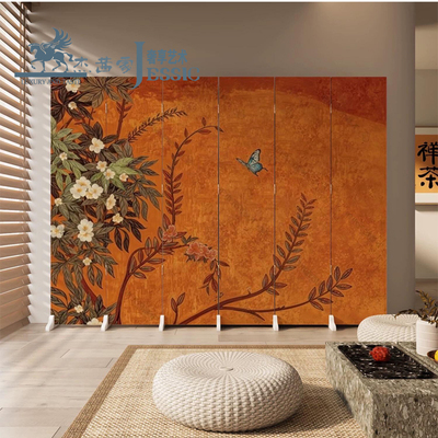 实木纯手工艺术彩绘混搭屏风