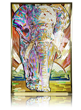 狮落豪庭高端现代工艺纯手工珐琅彩正品大象装饰挂画