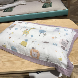 全棉双层纱布卡通儿童枕套 春夏透气吸汗婴幼儿宝宝柔软薄款枕套