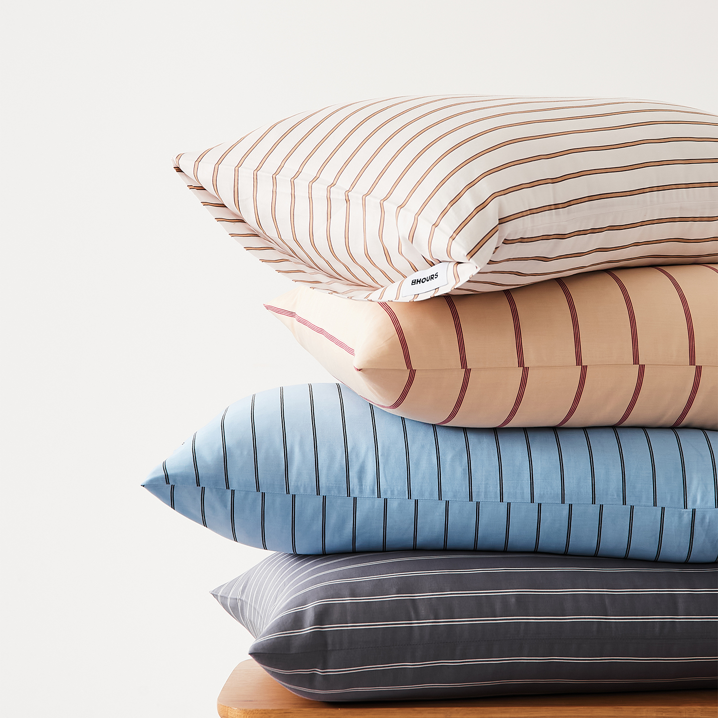 全棉60s棉条纹枕套  48*74简约纯色细条纹信封式样枕头罩