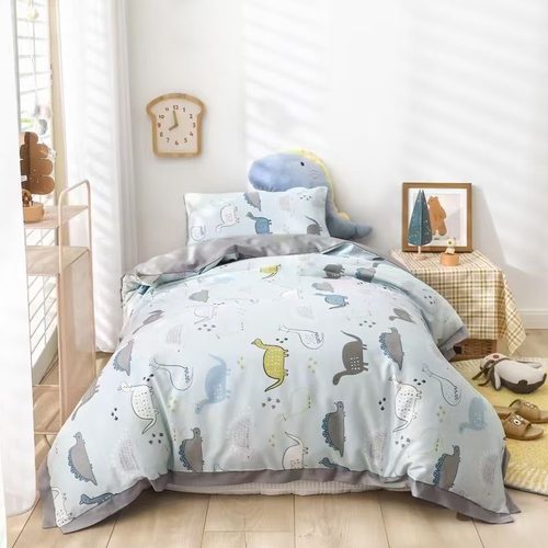 清货60支纯棉幼儿床三件套 卡通贡缎长绒棉AB版60*135床套被套3件