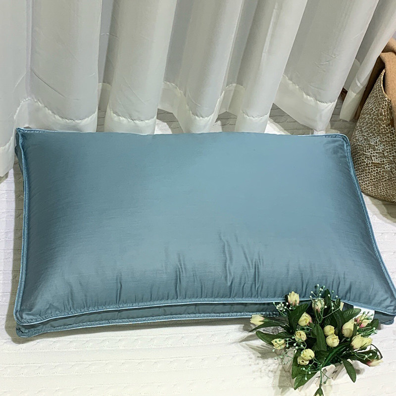 新款枕芯滑面立体羽丝绒枕头 蓬松回弹好软枕舒适双边透气可水洗