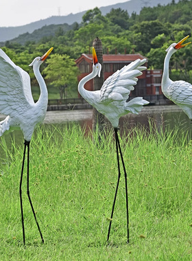 户外仿真白鹭仙鹤雕塑摆件