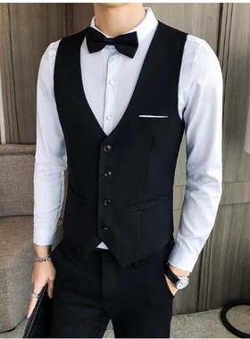 夜场少爷马甲衬衫西裤三件套装理发店酒吧KTV调酒师服务员工作服