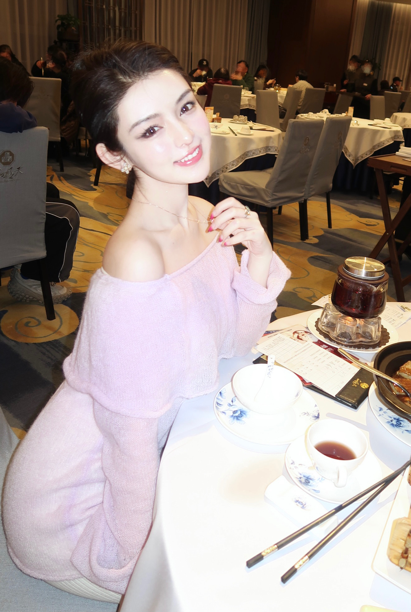 马海毛一字领套头修身上衣显瘦