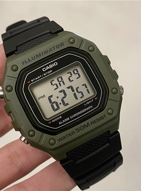 CASIO卡西欧手表男女学生w218h防水运动电子表W-218H-1A/218h-4B2