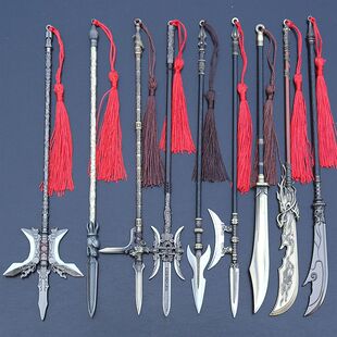 三国卧龙关羽青龙偃月刀吕布方天画戟单月戟镇国戟手办武器模型