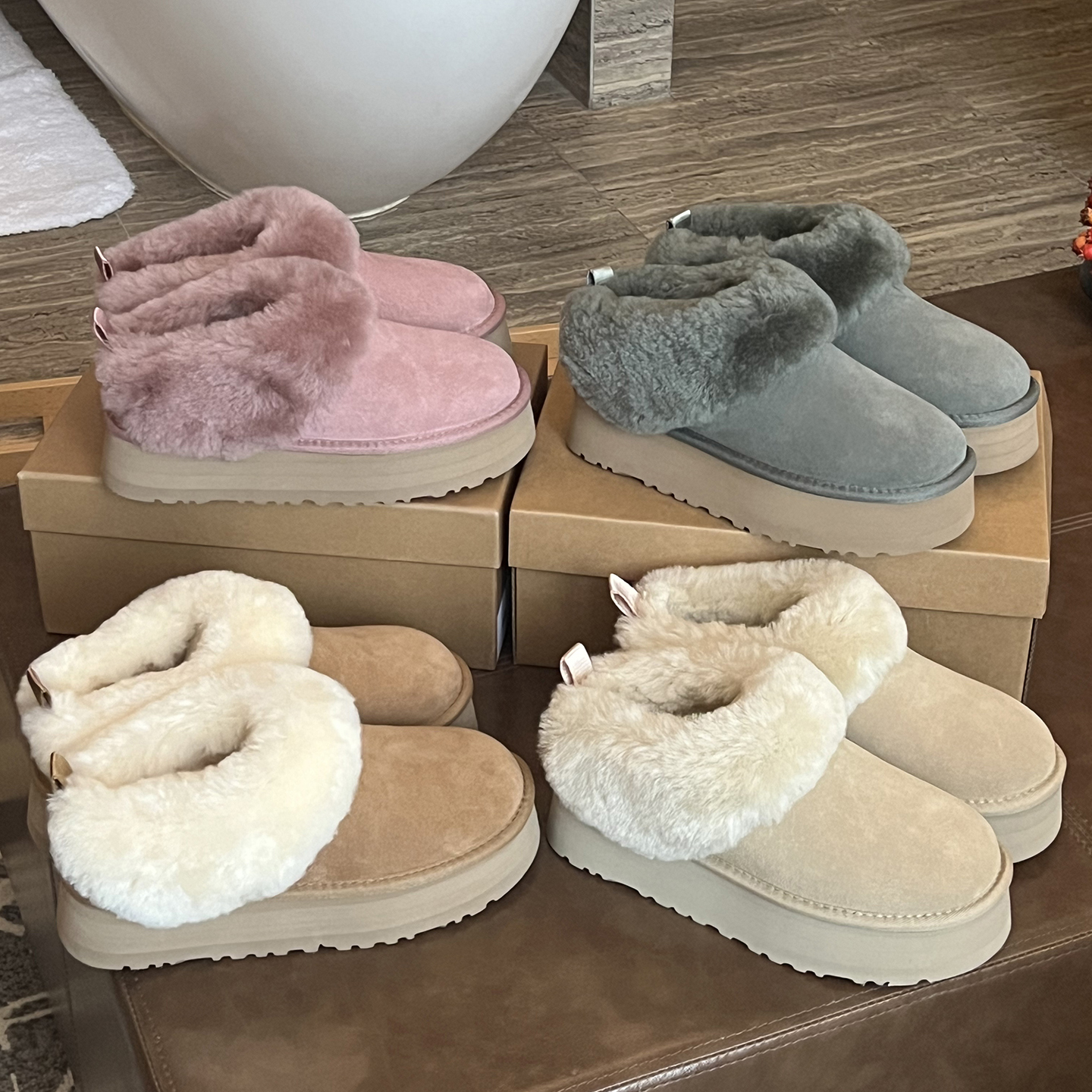 桑坡厚底雪地靴女冬季羊皮毛一体舒适懒人鞋加绒加厚棉鞋女外穿