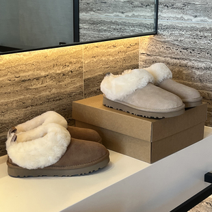 雪地靴女皮毛一体真皮保暖塔茨勒懒人鞋桑坡棉鞋女冬季加绒加厚