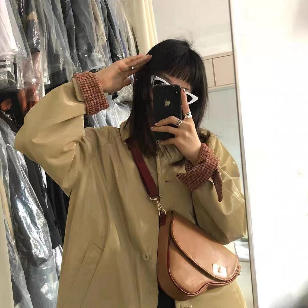 酷飒ymbhz质感拼色枪包半圆马蹄