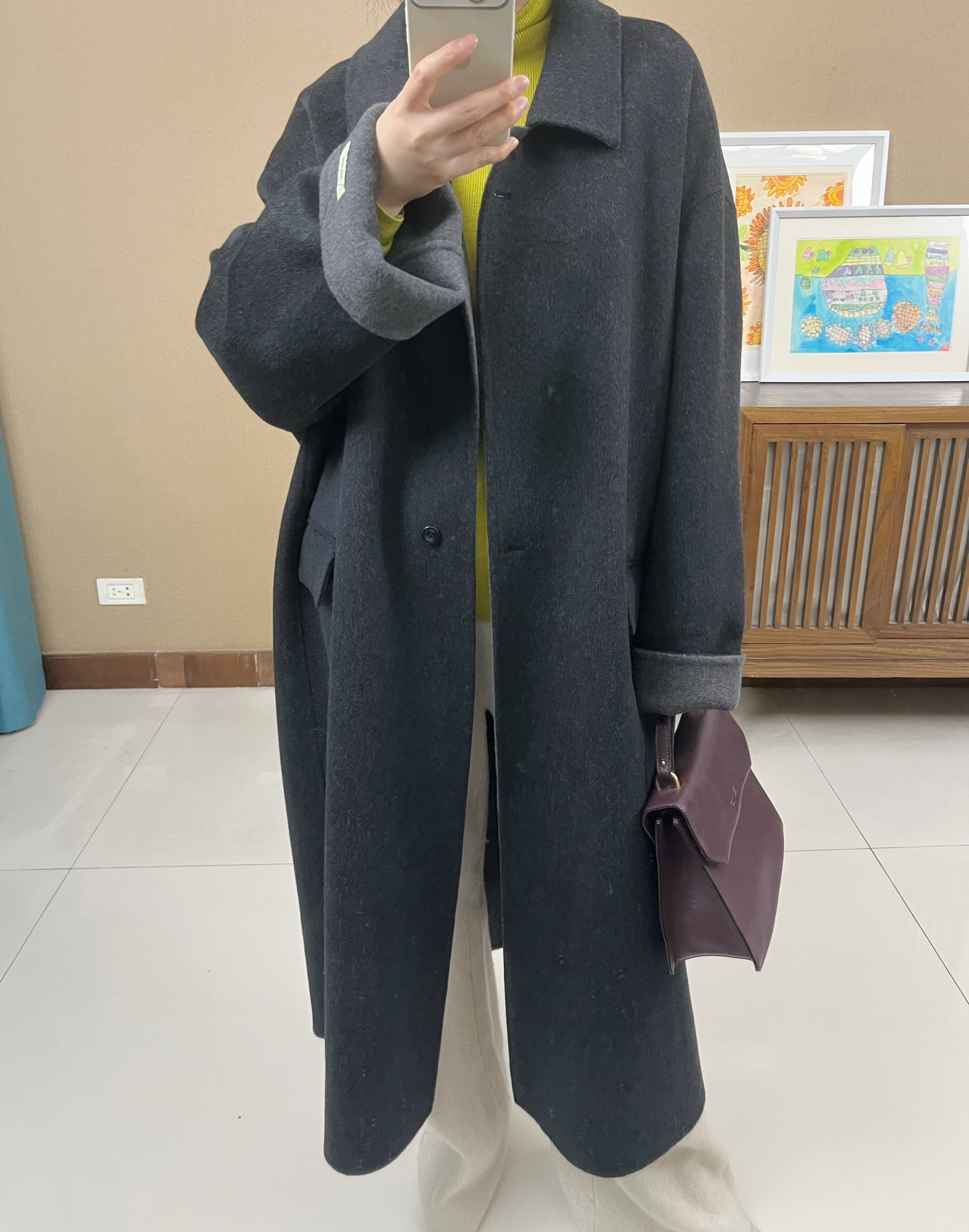 2025秋冬新款时尚休闲宽松双面羊绒大衣女中长款娃娃领毛呢外套