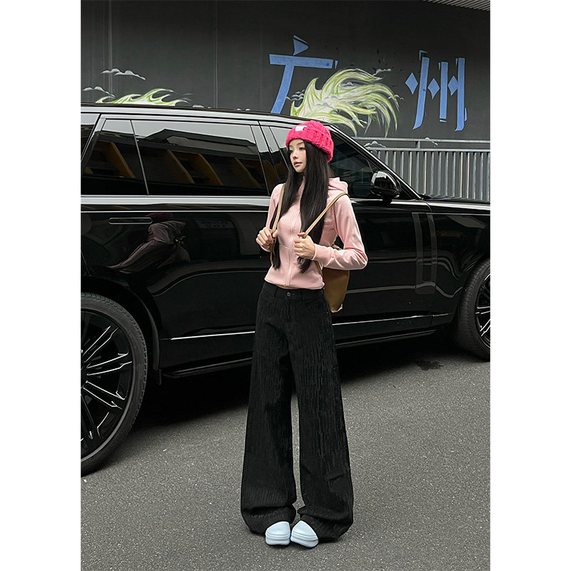 依琳家美式高街碎钻重工设计加绒加厚牛仔裤女2026秋冬新款直筒裤,女装/女士精品,牛仔裤,淘宝优惠券,粉丝福利购,淘宝优惠卷