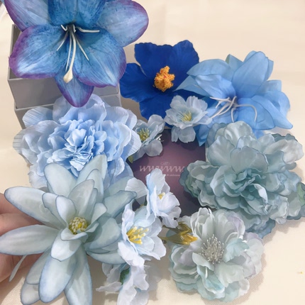 Willa｜度假风氛围感蓝色系花朵发饰超仙度假头花海边发夹刘海夹