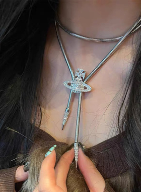 Willa｜蛇骨土星磁吸领带项链宴会长款两戴锁骨男女都可戴古巴链