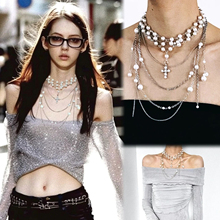 Willa｜爆款小众多层叠戴珍珠项链亚文化重工chocker锁骨链颈链