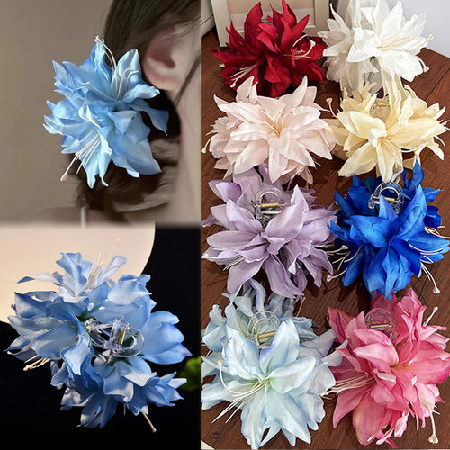 仿真百合花大号盘发鲨鱼夹