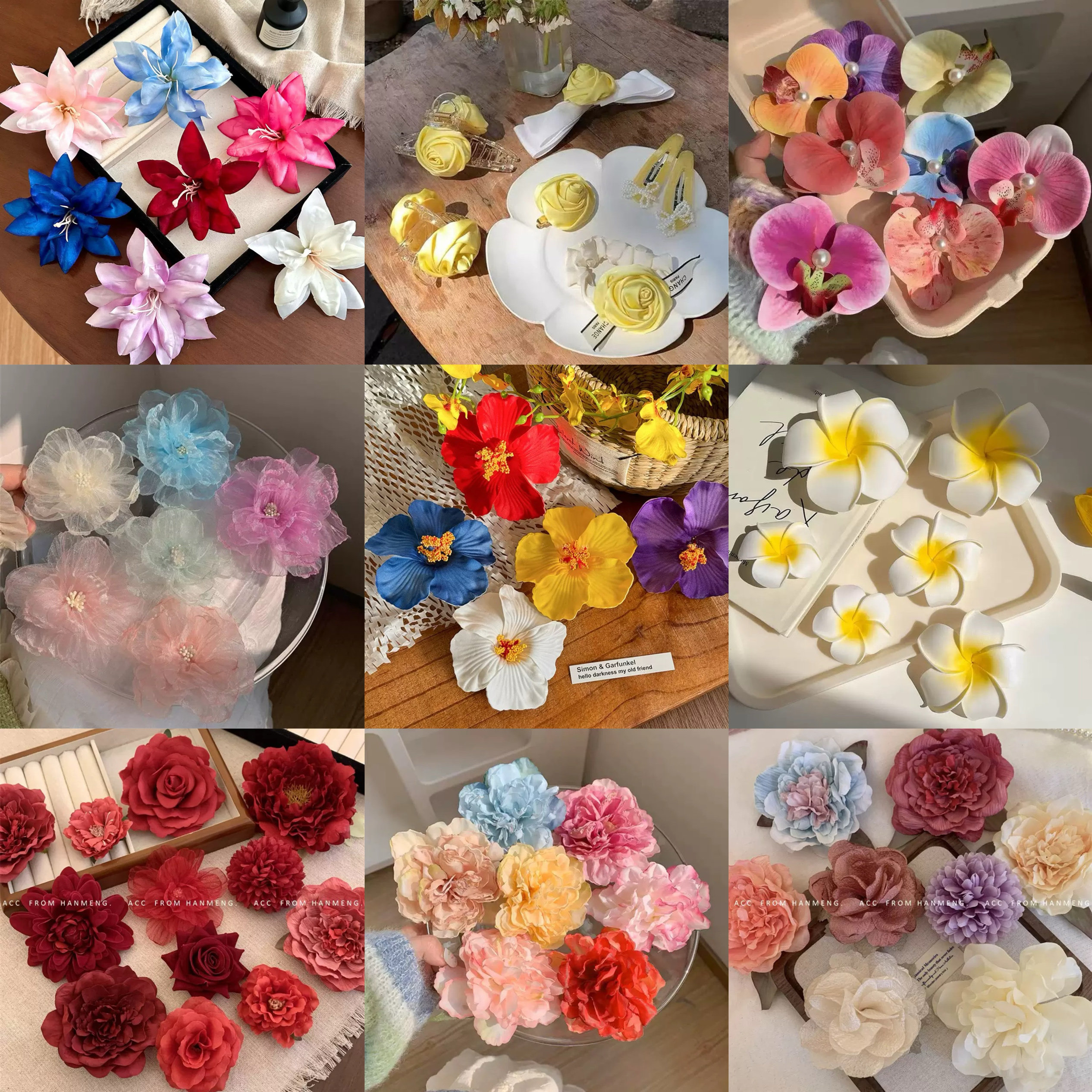 Willa｜夏季氛围感度假风花朵发夹侧边夹头花仿真花头饰海边发饰