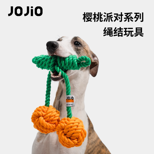 JOJIO角角樱桃派对狗狗玩具训练互动自嗨小中大型犬编织绳结玩具