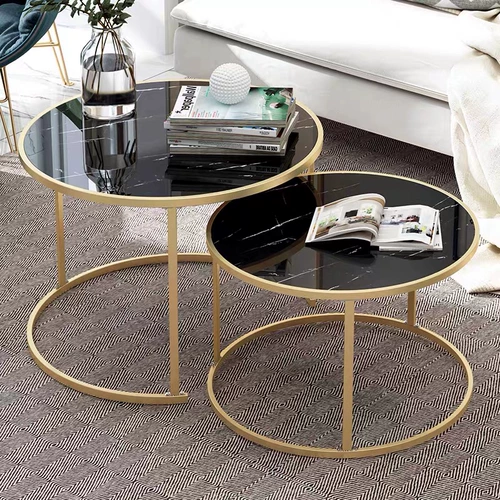 Северный минималистский журнальный столик маленький круглый столик Light Luxury Fashion Room Черно -белая железо и железное искусство современная комбинированная экономика сборка