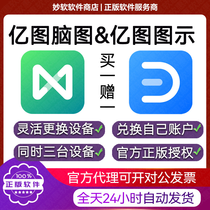亿图脑图图示终身会员永久激活一个月点数思维导图一天三合一vip