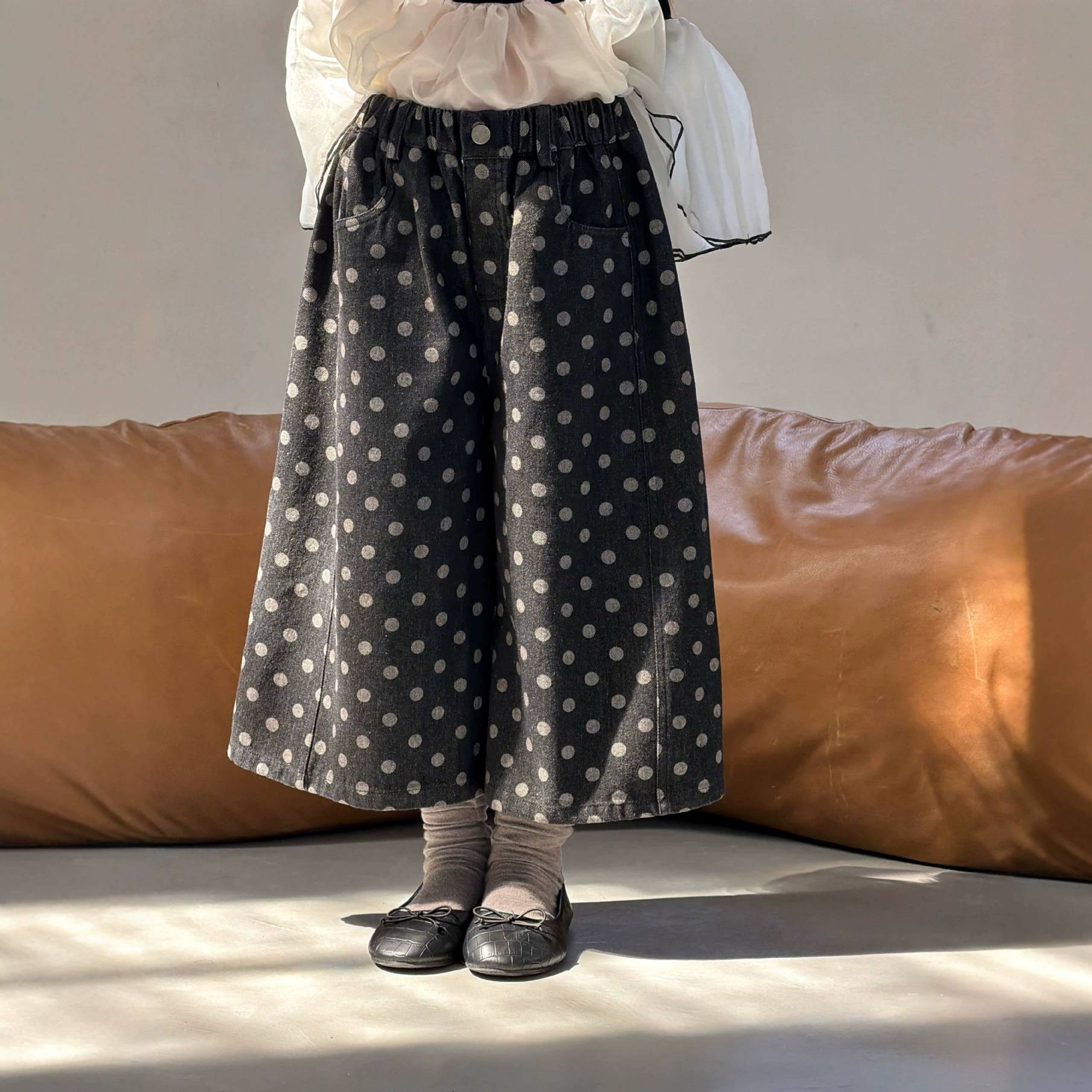 叮羊羊女童春秋圆点牛仔休闲洋气