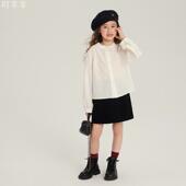 内搭白色衬衣百搭上衣 精致圆领衬衫 叮羊羊2025秋款 中大女童韩版