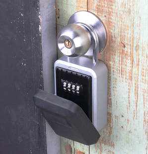 存储梁询价手 钥匙密码 免安装 大门定制金属带把修房门储物盒锁盒装