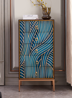 轻奢风斗柜收纳柜实木五斗柜卧室简约电视柜边柜美式客厅储物斗柜