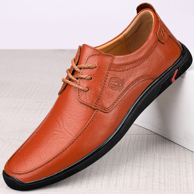 男士皮鞋真皮软底软皮休闲鞋子秋