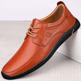 男士皮鞋真皮软底软皮休闲鞋子秋季黑色英伦商务正装工作青年男鞋