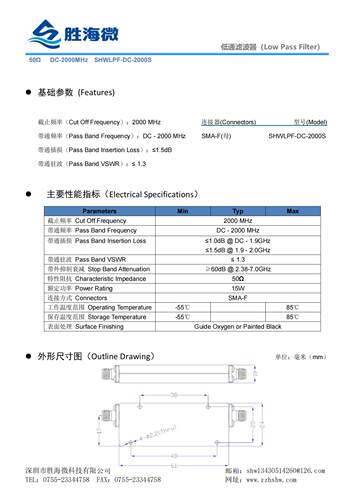 SHW低通滤波器DC-2GHzSMA15W