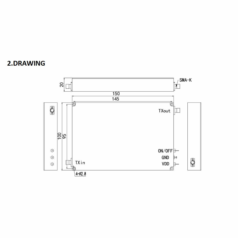 0.5-6GHz50dB20W高功率放大器