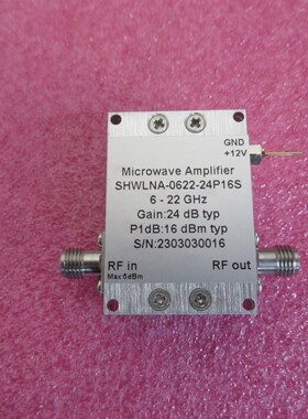 6-22GHz 24dB增益 P1dB:16dBm NF:4.5dB 射频微波通用放大器
