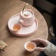 粉色捏花茶壶茶杯套装家用盖碗泡茶壶功夫茶具ins女士轻奢办公用