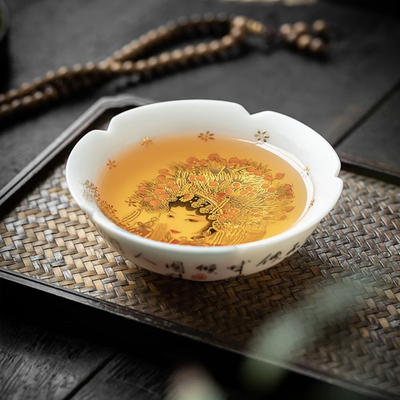 创意京剧花旦国潮羊脂玉瓷个人专用主人杯复古功夫茶杯单杯礼盒装