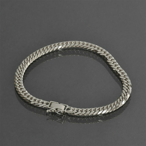 日本Pt850铂金手链首饰手饰 6切面双喜平侧身链 丨宽5.3mm