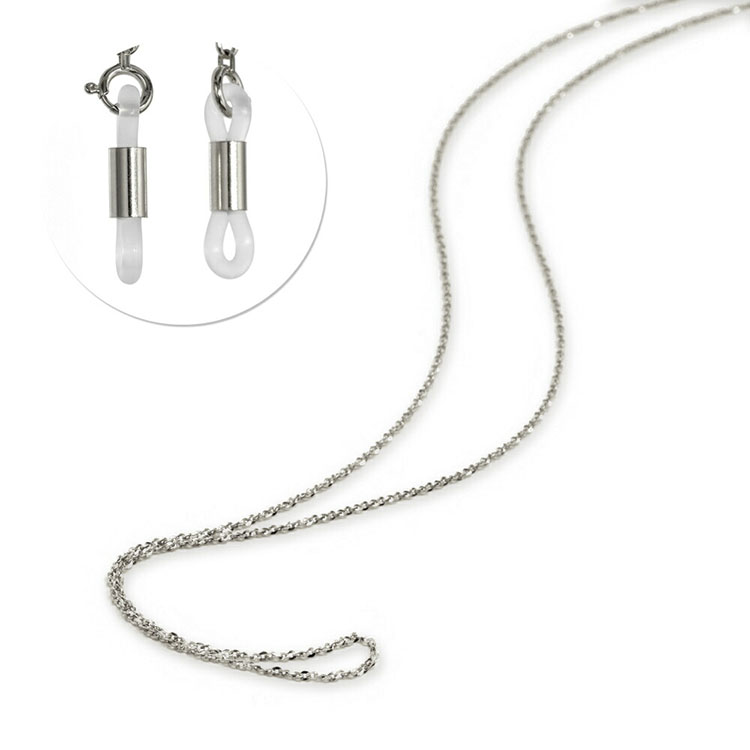 日本pt850铂金眼镜链扭方线十字链O字链挂脖链｜宽0.90mm长70cm