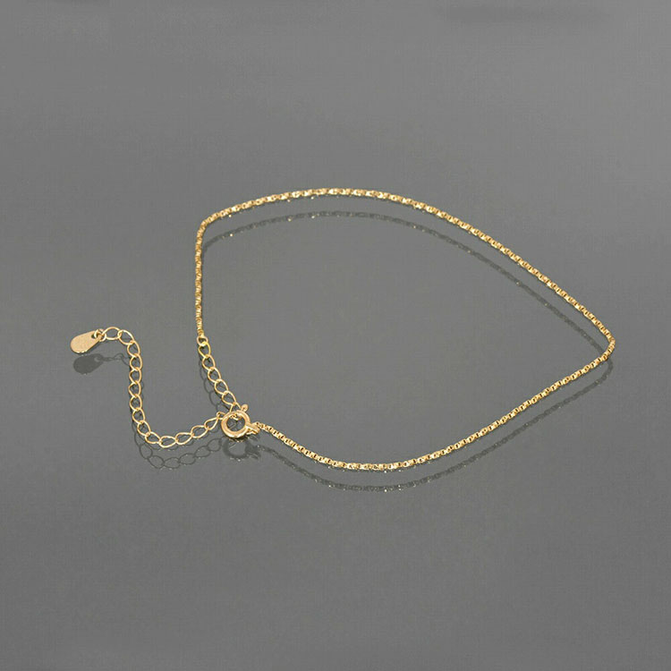 日本18K黄金脚链细款气质时尚扭盒仔链合仔链脚饰丨宽1.0mm