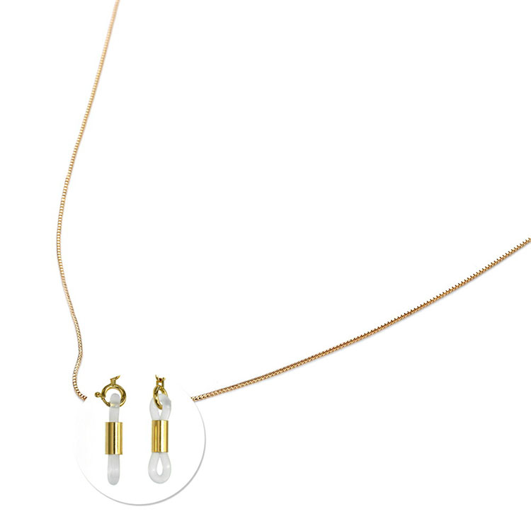 日本18k金黄金眼镜链盒仔链合仔链挂脖链|宽0.60mm 长70cm