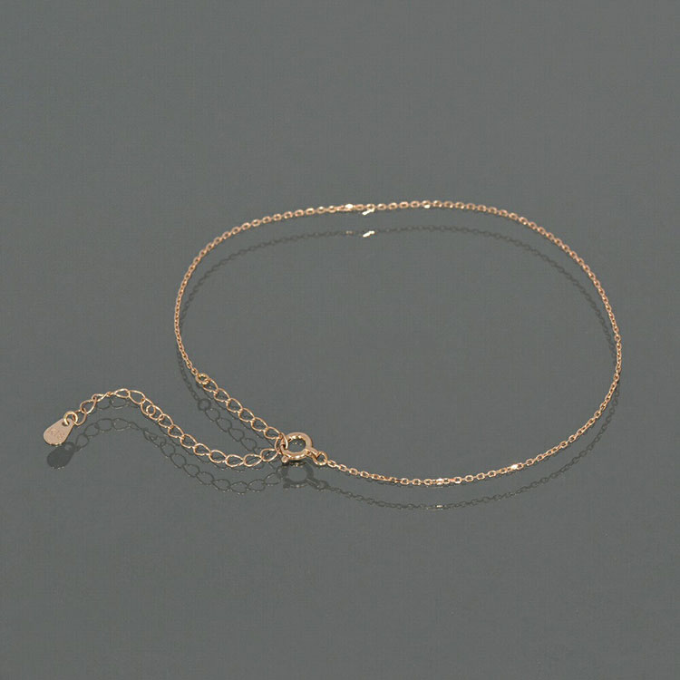 日本18K玫瑰金脚链细款气质时尚4切面十字链O字链脚饰丨宽1.0mm