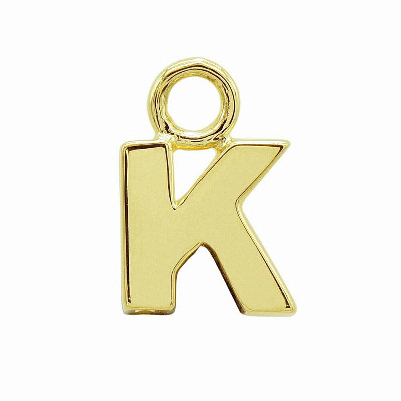 1个 日本18K黄金配件K英文字母SS码姓名首字丨长4.5mm 宽4.5mm