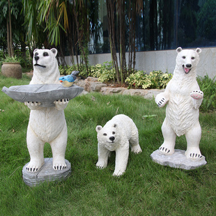 饰品 仿真北极熊雕塑玻璃钢落地动物摆件海洋馆冰雪主题室内造景装