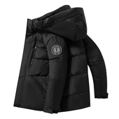 加厚连帽羽绒服男中长款 冬季 新款 青年白鸭绒保暖休闲情侣外套