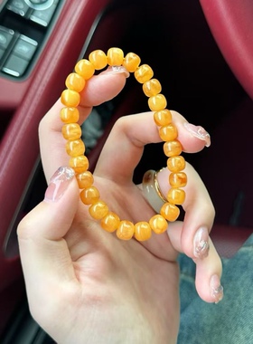 天然俄蜜蜡老型珠手链老花蜡佛珠手串男女款文玩手链手串饰品礼物