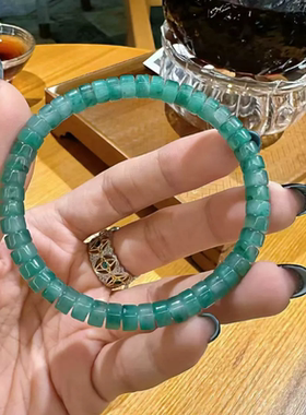 非洲翠天然碧玉手串直切手链女款单圈高档手链送礼生日闺蜜原创