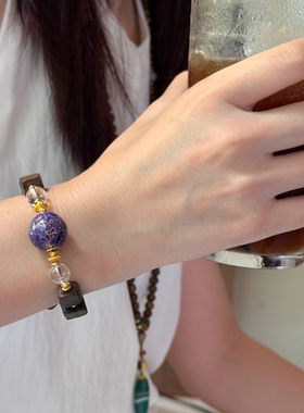 原创设计天然沉香木方块珠手串水非遗大漆手链送女友闺蜜礼物国风