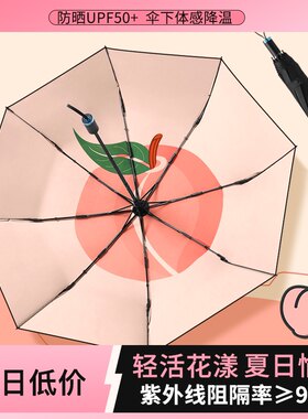 双层黑胶雨伞男女晴雨两用太阳伞黑胶防晒防紫外线遮阳折叠ins风