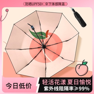 双层黑胶雨伞男女晴雨两用太阳伞黑胶防晒防紫外线遮阳折叠ins风